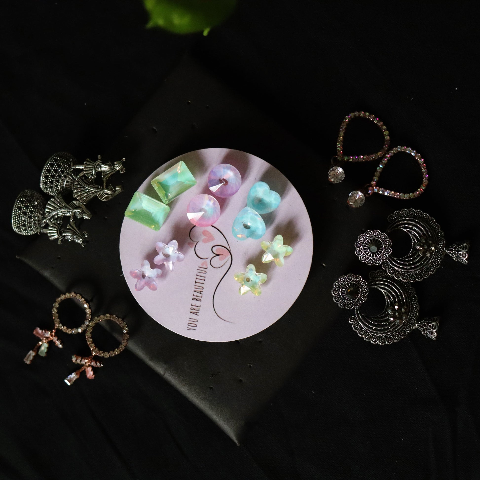 Aurora Premium Earring Combo – 5-in-1 Stylish Set (Studs + Danglers + Jhumkas)