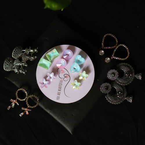 Aurora Premium Earring Combo – 5-in-1 Stylish Set (Studs + Danglers + Jhumkas)
