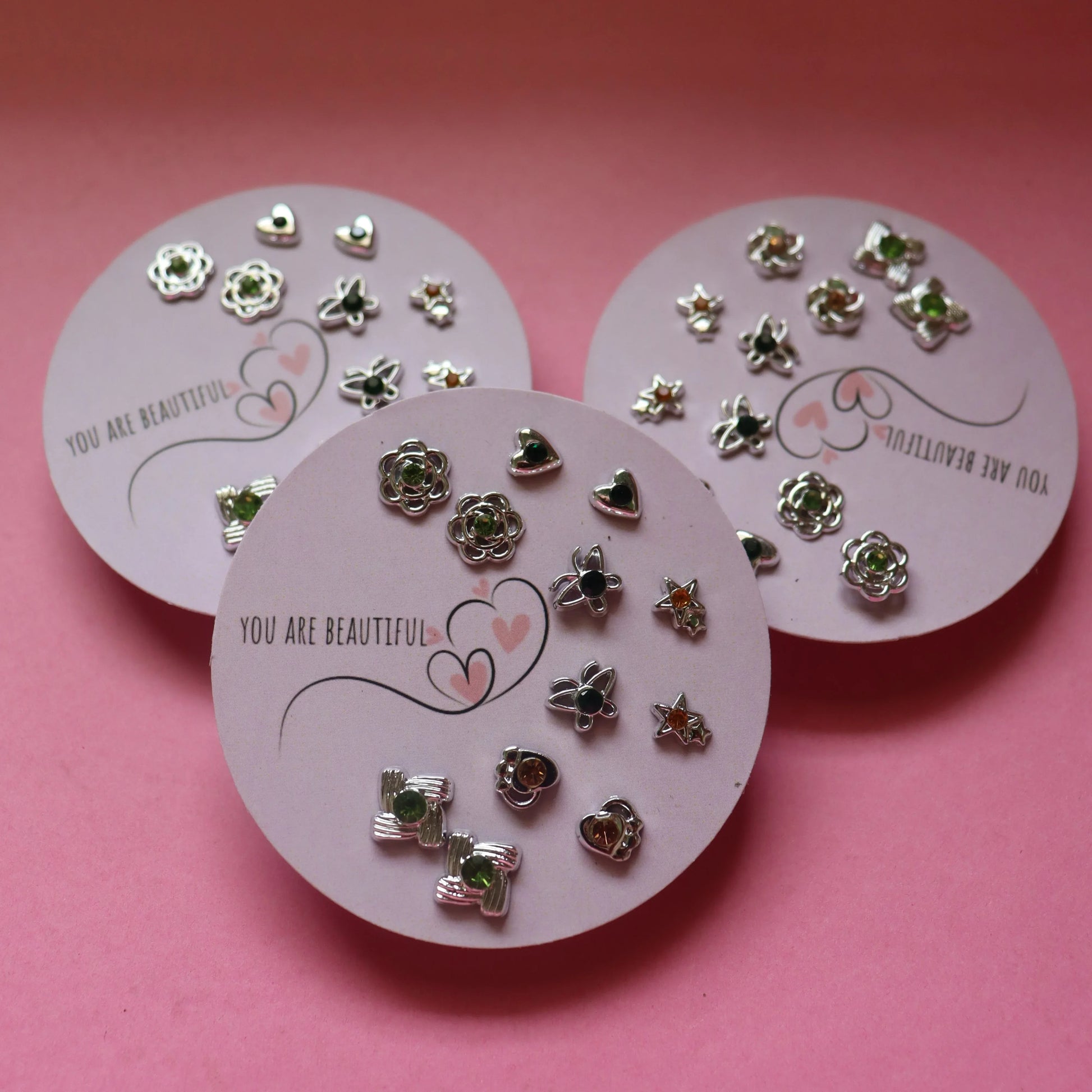 Green - StarPop ⭐ glossy silver tones with soft green 6 Pairs Combo Set - Areumi