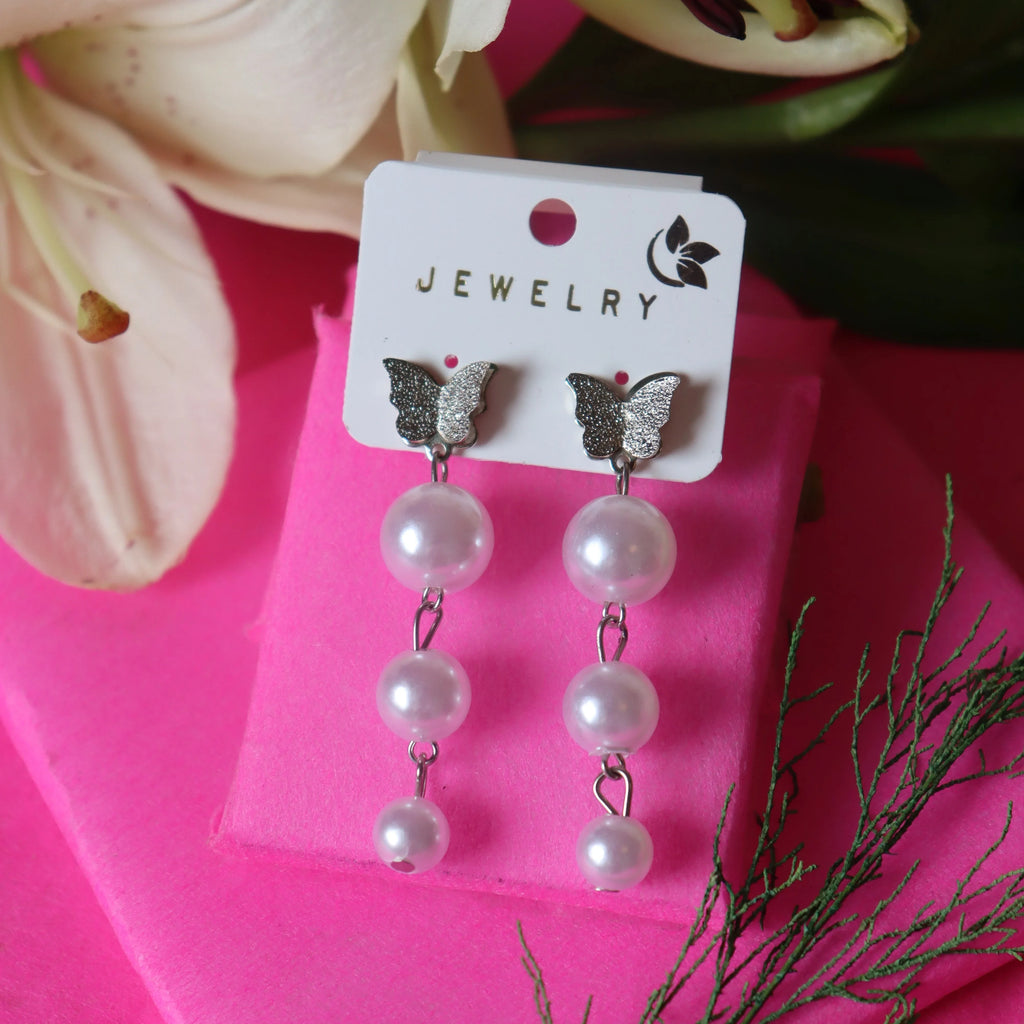 Butterfly Cascade Pearls Earrings - Areumi