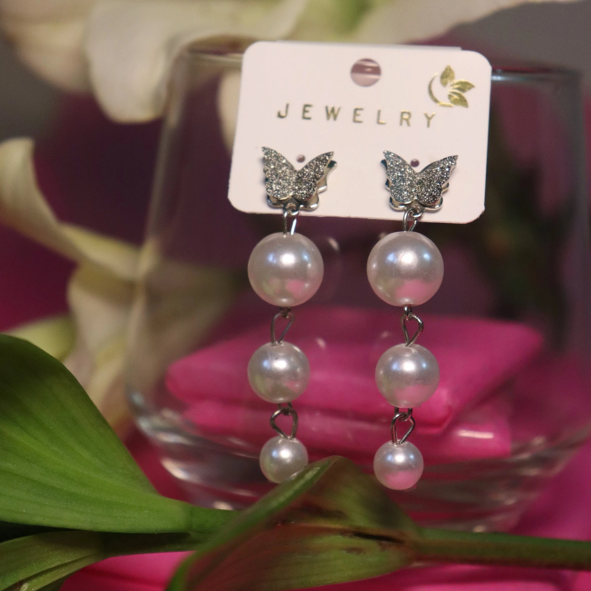 Butterfly Cascade Pearls Earrings - Areumi