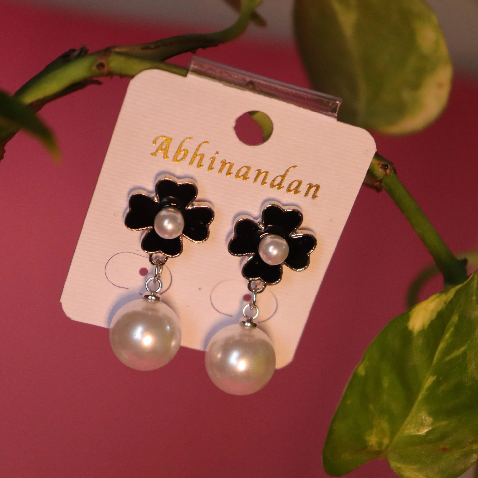 Floral Stud With Pearl Drop Earrings - Areumi