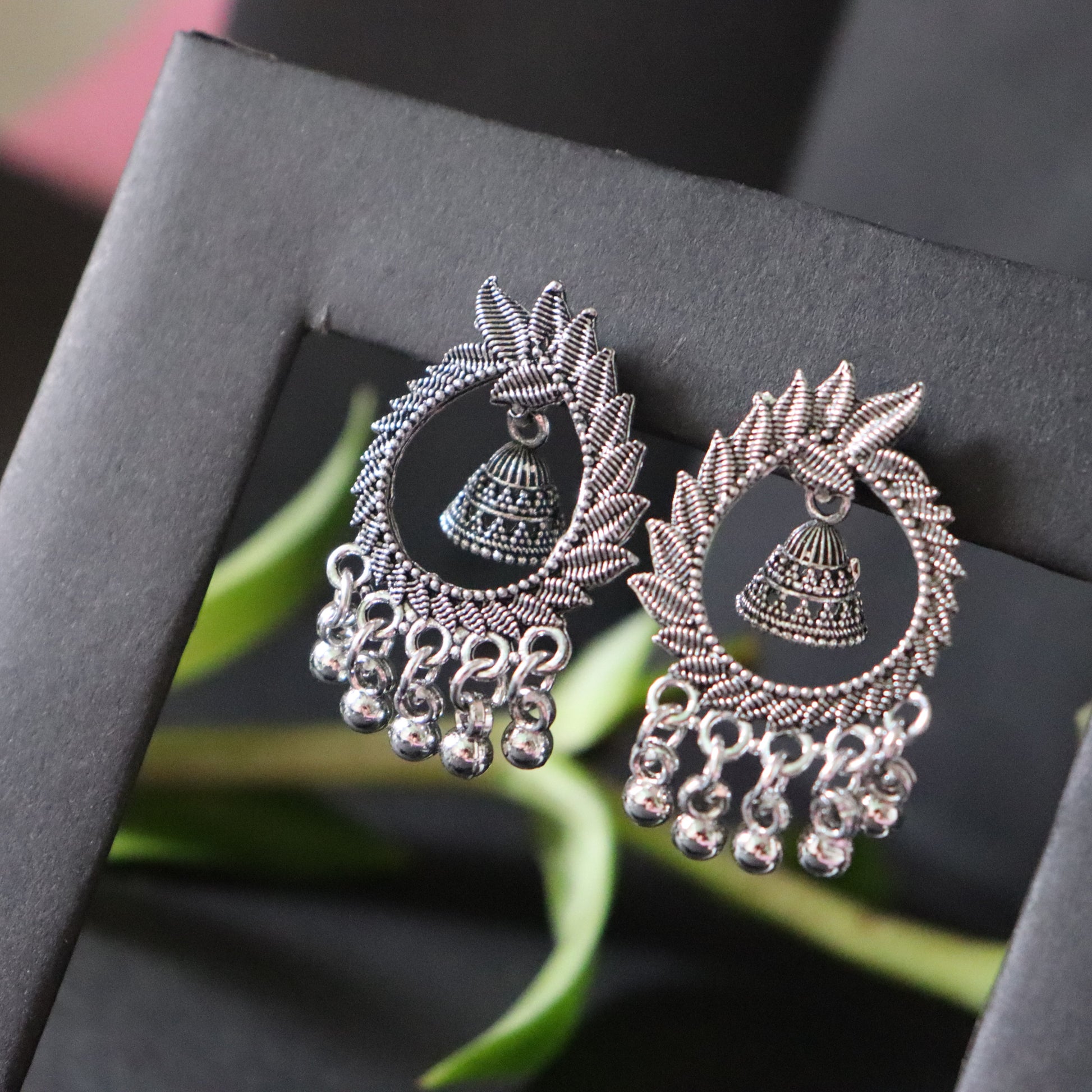 Tribal Grace Oxidized Jhumka Hoops - Areumi