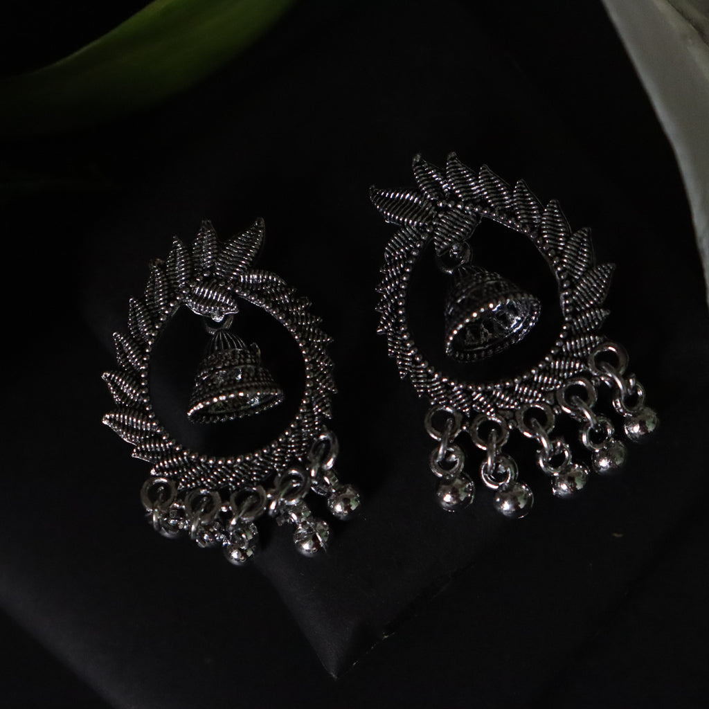 Tribal Grace Oxidized Jhumka Hoops - Areumi