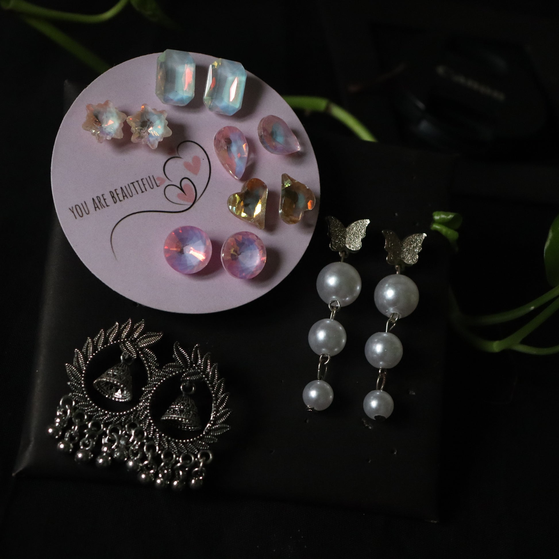 Triple Style Earring Combo – Studs, Jhumka & Drop Earrings combo Under ₹99