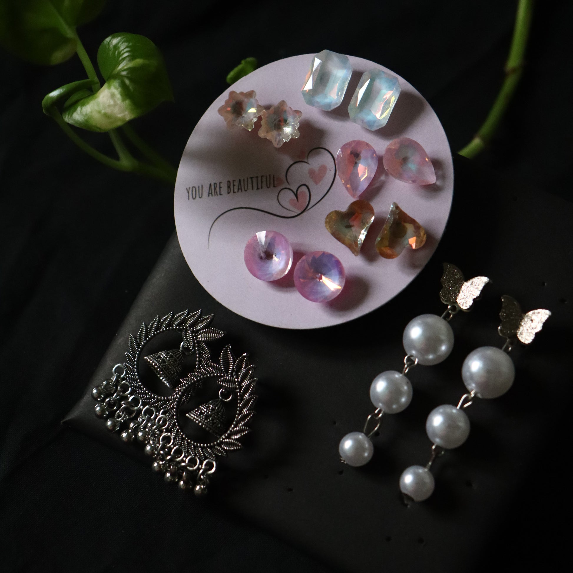 Triple Style Earring Combo – Studs, Jhumka & Drop Earrings combo Under ₹99
