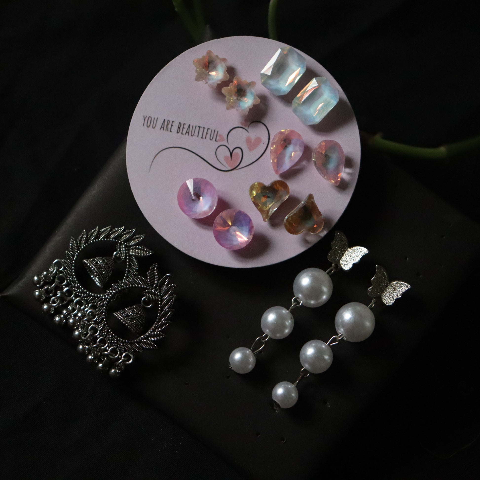 Triple Style Earring Combo – Studs, Jhumka & Drop Earrings combo Under ₹99